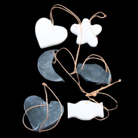 Christmas tree decoration shapes - 3 Black & 3 White Jade 38-48mm 80-90g in sunlight - Rocks and Things Store