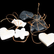 Christmas tree decoration shapes - 3 Black & 3 White Jade 38-48mm 100g in sunlight - Rocks and Things Store