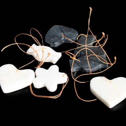 Christmas tree decoration shapes - 3 Black & 3 White Jade 38-48mm 100g in sunlight - Rocks and Things Store