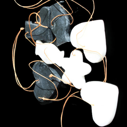 Christmas tree decoration shapes - 3 Black & 3 White Jade 38-48mm 100g in sunlight - Rocks and Things Store