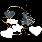 Christmas tree decoration shapes - 3 Black & 3 White Jade 38-48mm 100g in sunlight - Rocks and Things Store