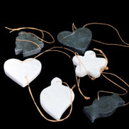 Christmas tree decoration shapes - 3 Black & 3 White Jade 38-48mm 100g in sunlight - Rocks and Things Store