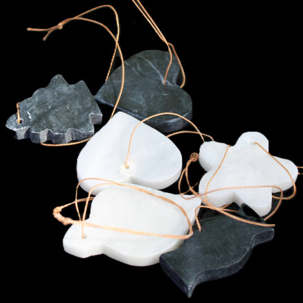 Christmas tree decoration shapes - 3 Black & 3 White Jade 38-48mm 100g in sunlight - Rocks and Things Store