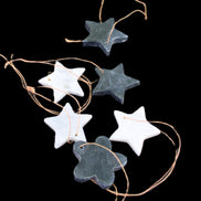 Christmas tree decoration shapes - 3 Black & 3 White Jade Stars 34-38mm 70-80g in sunlight - Rocks and Things Store