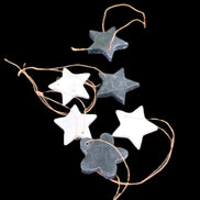 Christmas tree decoration shapes - 3 Black & 3 White Jade Stars 34-38mm 70-80g in sunlight - Rocks and Things Store