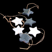 Christmas tree decoration shapes - 3 Black & 3 White Jade Stars 34-38mm 70-80g in sunlight - Rocks and Things Store