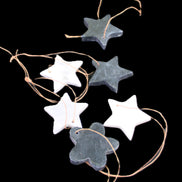 Christmas tree decoration shapes - 3 Black & 3 White Jade Stars 34-38mm 70-80g in sunlight - Rocks and Things Store