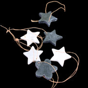 Christmas tree decoration shapes - 3 Black & 3 White Jade Stars 34-38mm 70-80g in sunlight - Rocks and Things Store