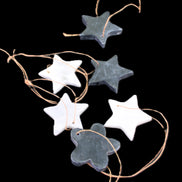 Christmas tree decoration shapes - 3 Black & 3 White Jade Stars 34-38mm 70-80g in sunlight - Rocks and Things Store