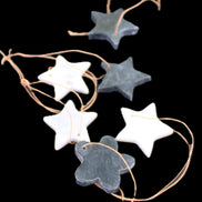 Christmas tree decoration shapes - 3 Black & 3 White Jade Stars 34-38mm 70-80g in sunlight - Rocks and Things Store