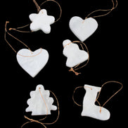 Christmas tree decoration shapes - 6 White Jade 38-48mm 90-100g in sunlight - Rocks and Things Store