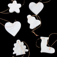 Christmas tree decoration shapes - 6 White Jade 38-48mm 90-100g in sunlight - Rocks and Things Store