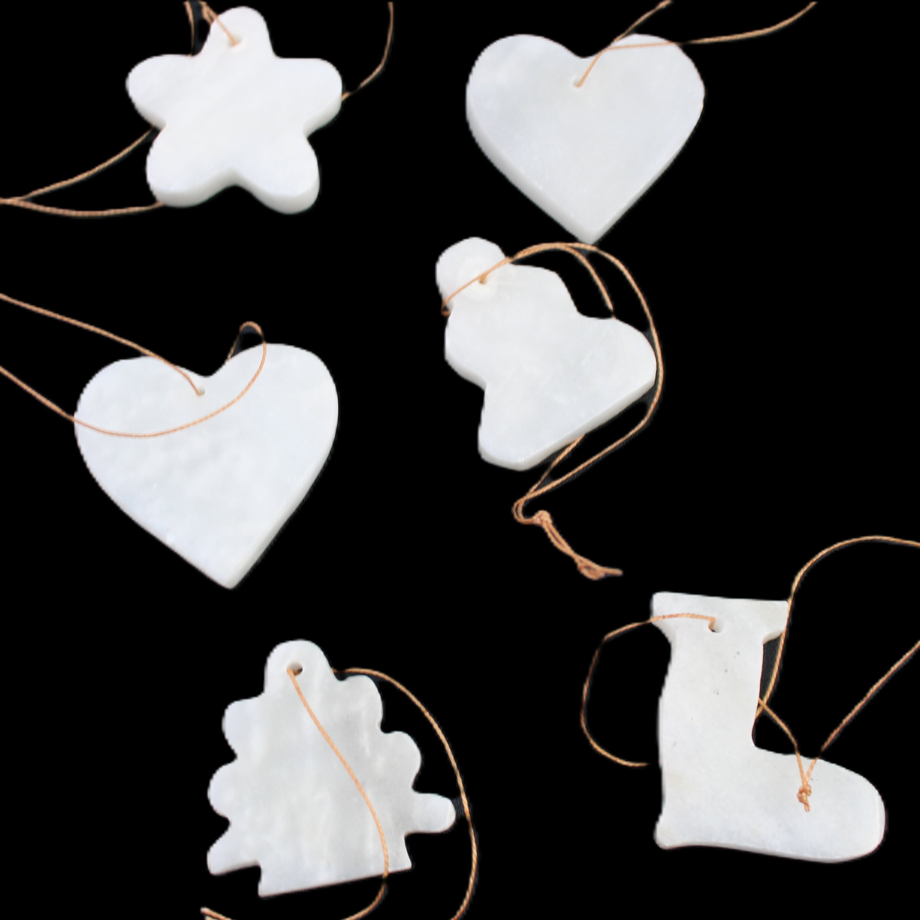 Christmas tree decoration shapes - 6 White Jade 38-48mm 90-100g in sunlight - Rocks and Things Store