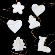 Christmas tree decoration shapes - 6 White Jade 38-48mm 90-100g in sunlight - Rocks and Things Store