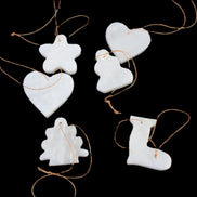Christmas tree decoration shapes - 6 White Jade 38-48mm 90-100g in sunlight - Rocks and Things Store