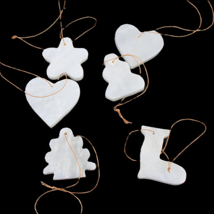 Christmas tree decoration shapes - 6 White Jade 38-48mm 90-100g in sunlight - Rocks and Things Store