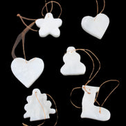 Christmas tree decoration shapes - 6 White Jade 38-48mm 90-100g in sunlight - Rocks and Things Store