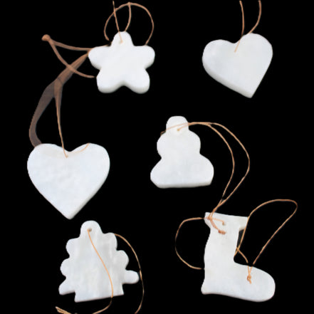 Christmas tree decoration shapes - 6 White Jade 38-48mm 90-100g in sunlight - Rocks and Things Store