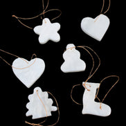Christmas tree decoration shapes - 6 White Jade 38-48mm 90-100g in sunlight - Rocks and Things Store