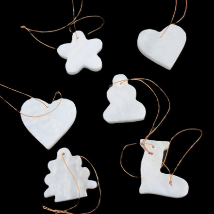 Christmas tree decoration shapes - 6 White Jade 38-48mm 90-100g in sunlight - Rocks and Things Store