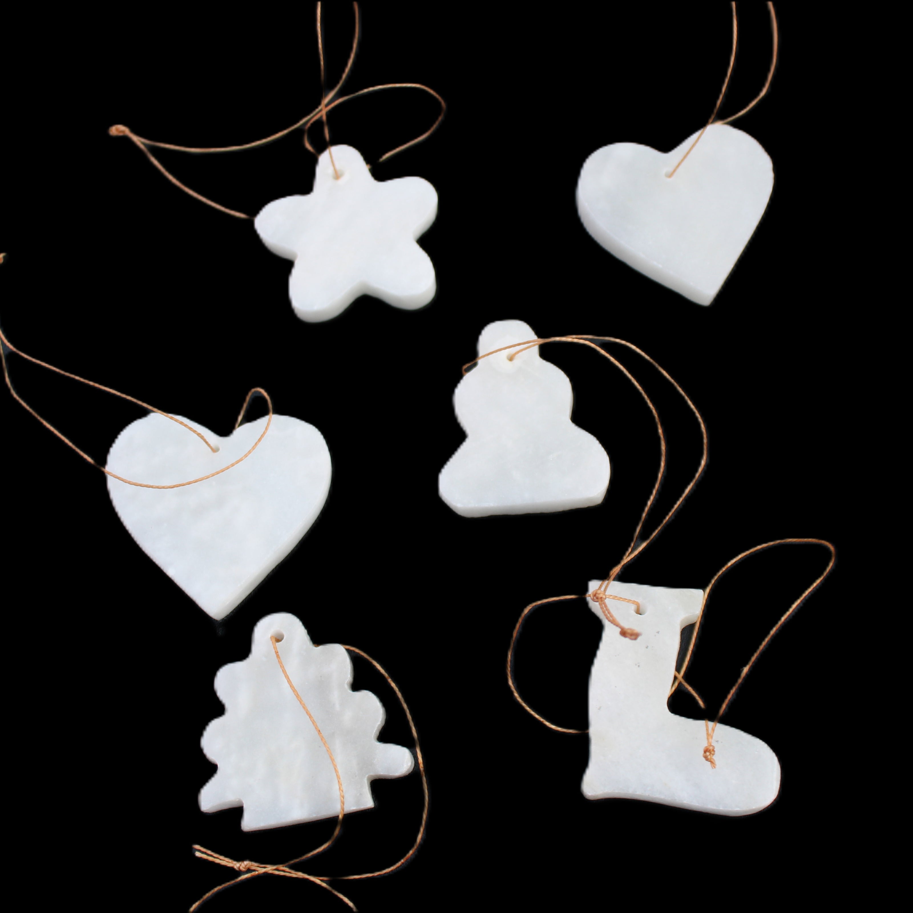 Christmas tree decoration shapes - 6 White Jade 38-48mm 90-100g in sunlight - Rocks and Things Store