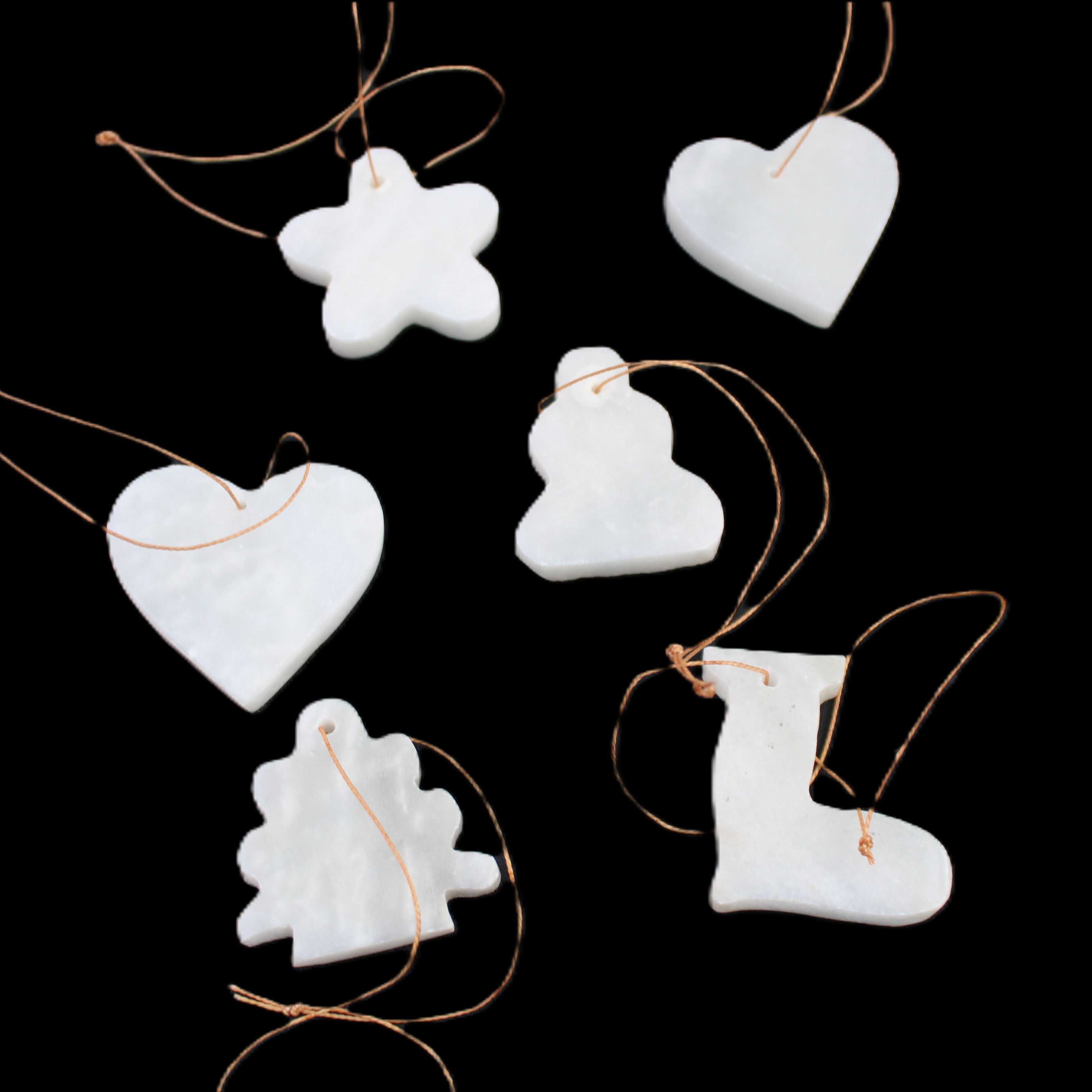 Christmas tree decoration shapes - 6 White Jade 38-48mm 90-100g in sunlight - Rocks and Things Store