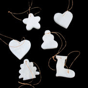 Christmas tree decoration shapes - 6 White Jade 38-48mm 90-100g in sunlight - Rocks and Things Store
