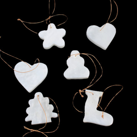Christmas tree decoration shapes - 6 White Jade 38-48mm 90-100g in sunlight - Rocks and Things Store