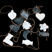 Christmas tree decoration shapes - 6 Black & 6 White Jade 34-38mm 170-190g in sunlight - Rocks and Things Store