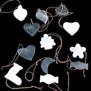 Christmas tree decoration shapes - 6 Black & 6 White Jade 34-38mm 170-190g in sunlight - Rocks and Things Store