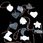 Christmas tree decoration shapes - 6 Black & 6 White Jade 34-38mm 170-190g in sunlight - Rocks and Things Store