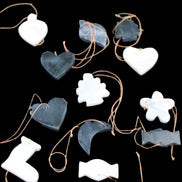 Christmas tree decoration shapes - 6 Black & 6 White Jade 34-38mm 170-190g in sunlight - Rocks and Things Store