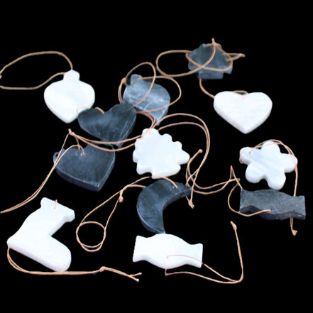 Christmas tree decoration shapes - 6 Black & 6 White Jade 34-38mm 170-190g in sunlight - Rocks and Things Store