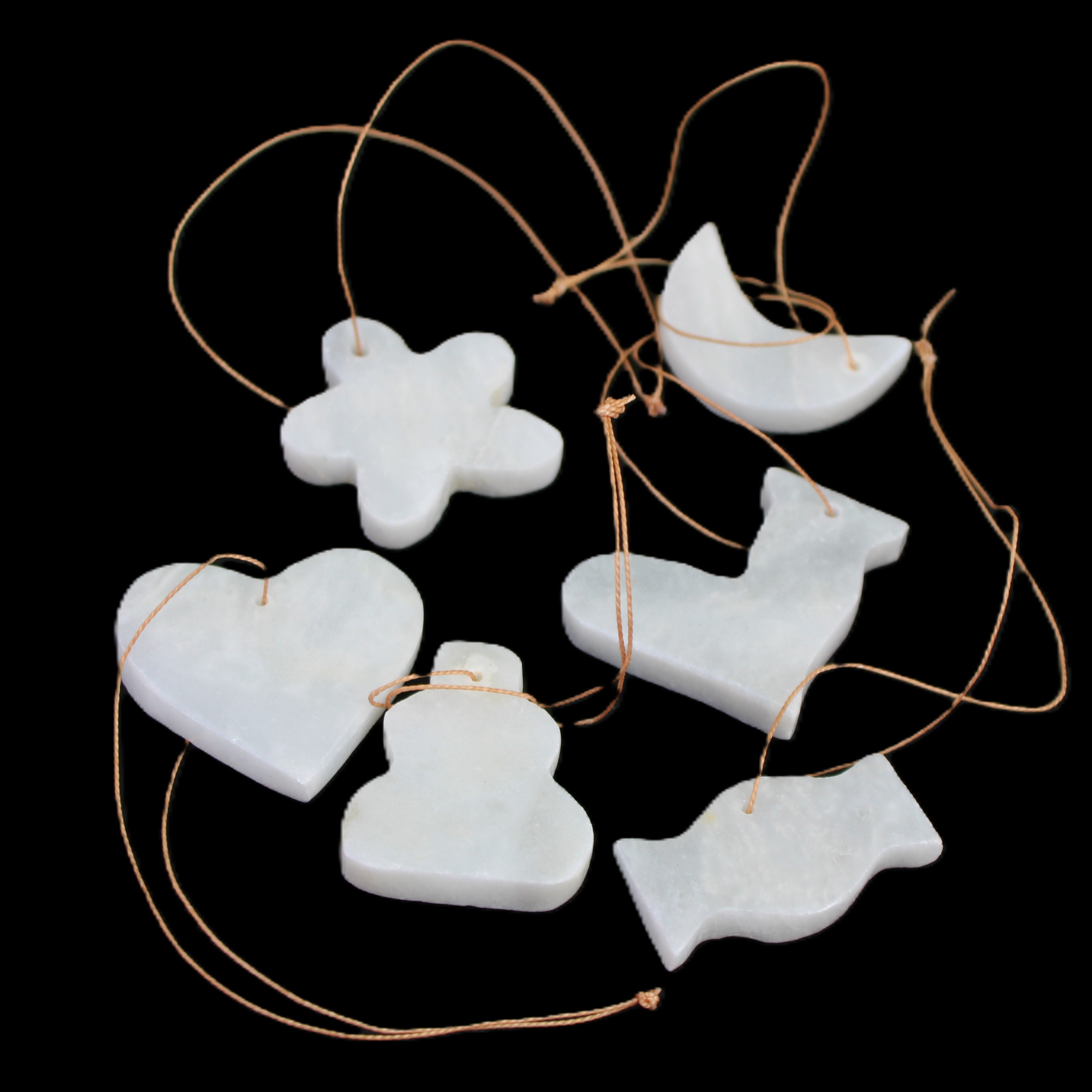 Christmas tree decoration shapes - 6 White Jade 38-48mm 80-90g in sunlight - Rocks and Things Store