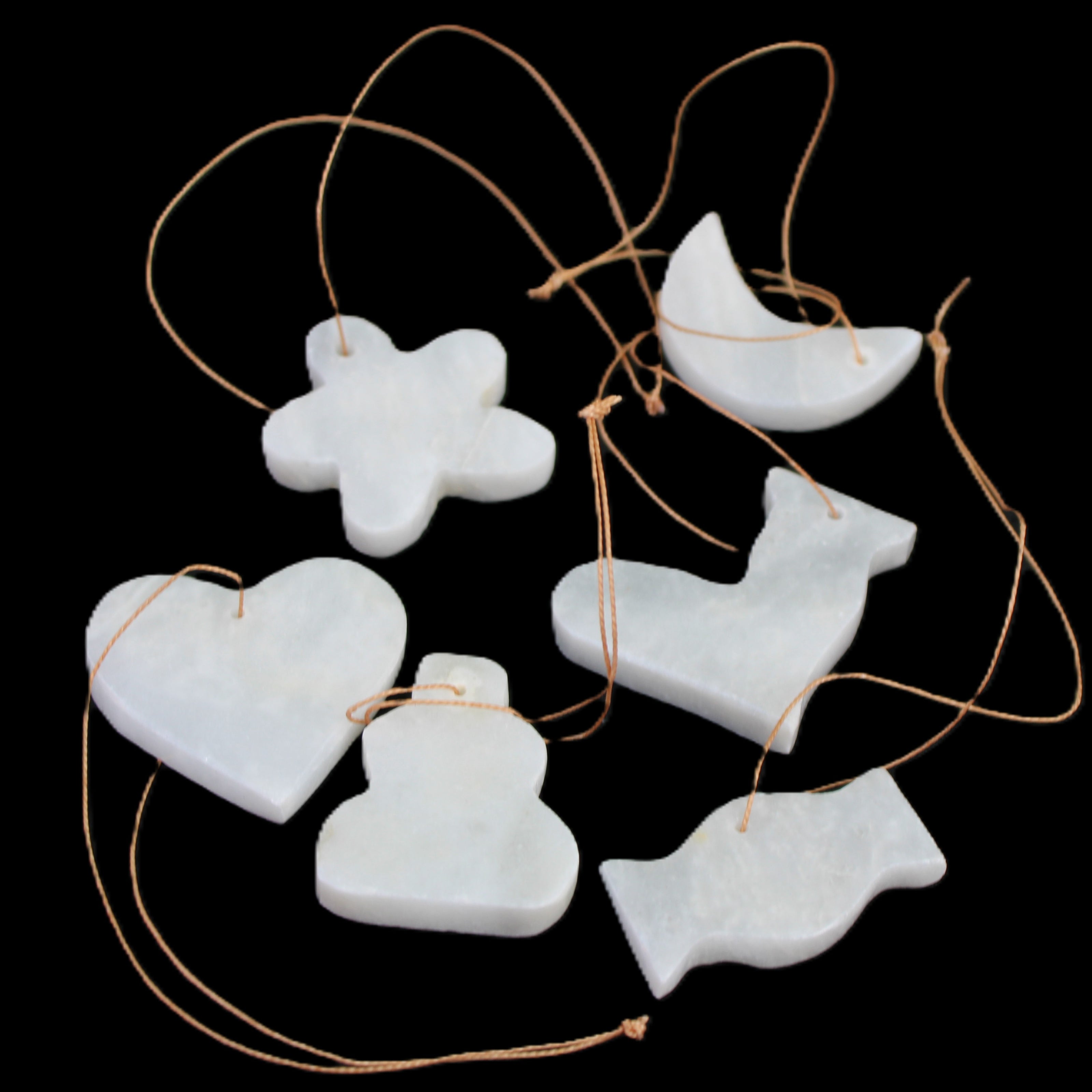 Christmas tree decoration shapes - 6 White Jade 38-48mm 80-90g in sunlight - Rocks and Things Store