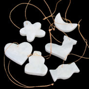 Christmas tree decoration shapes - 6 White Jade 38-48mm 80-90g in sunlight - Rocks and Things Store