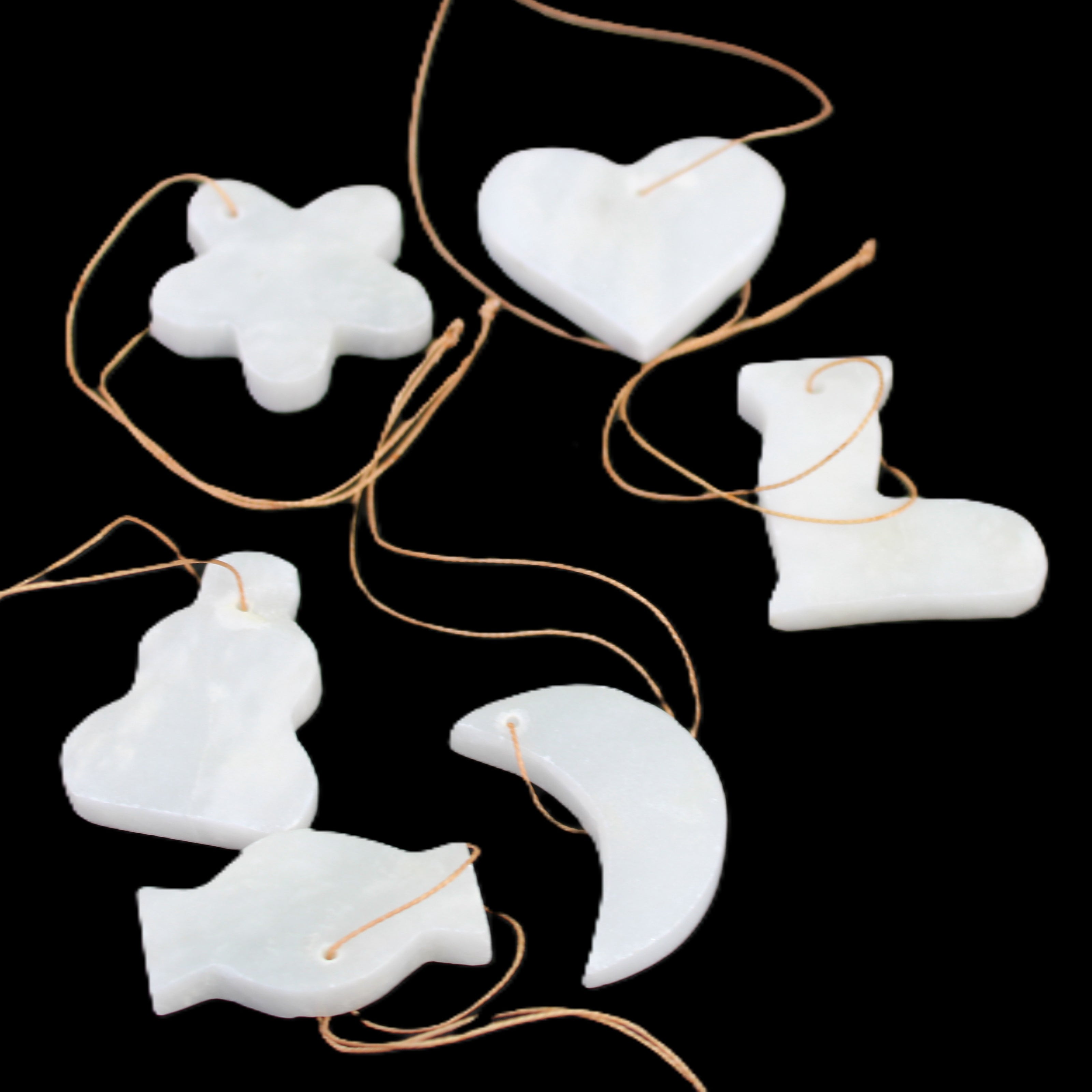 Christmas tree decoration shapes - 6 White Jade 38-48mm 80-90g in sunlight - Rocks and Things Store