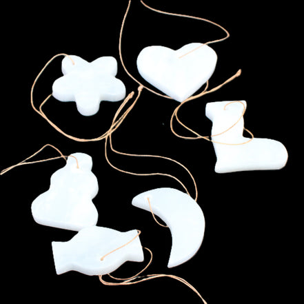 Christmas tree decoration shapes - 6 White Jade 38-48mm 80-90g in sunlight - Rocks and Things Store