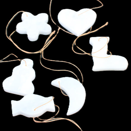 Christmas tree decoration shapes - 6 White Jade 38-48mm 80-90g in sunlight - Rocks and Things Store