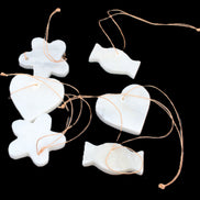 Christmas tree decoration shapes - 6 White Jade 38-48mm 85g in sunlight - Rocks and Things Store