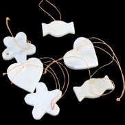 Christmas tree decoration shapes - 6 White Jade 38-48mm 85g in sunlight - Rocks and Things Store