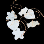 Christmas tree decoration shapes - 6 White Jade 38-48mm 85g in sunlight - Rocks and Things Store