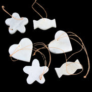Christmas tree decoration shapes - 6 White Jade 38-48mm 85g in sunlight - Rocks and Things Store