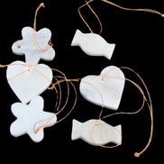 Christmas tree decoration shapes - 6 White Jade 38-48mm 85g in sunlight - Rocks and Things Store