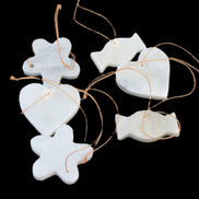 Christmas tree decoration shapes - 6 White Jade 38-48mm 85g in sunlight - Rocks and Things Store