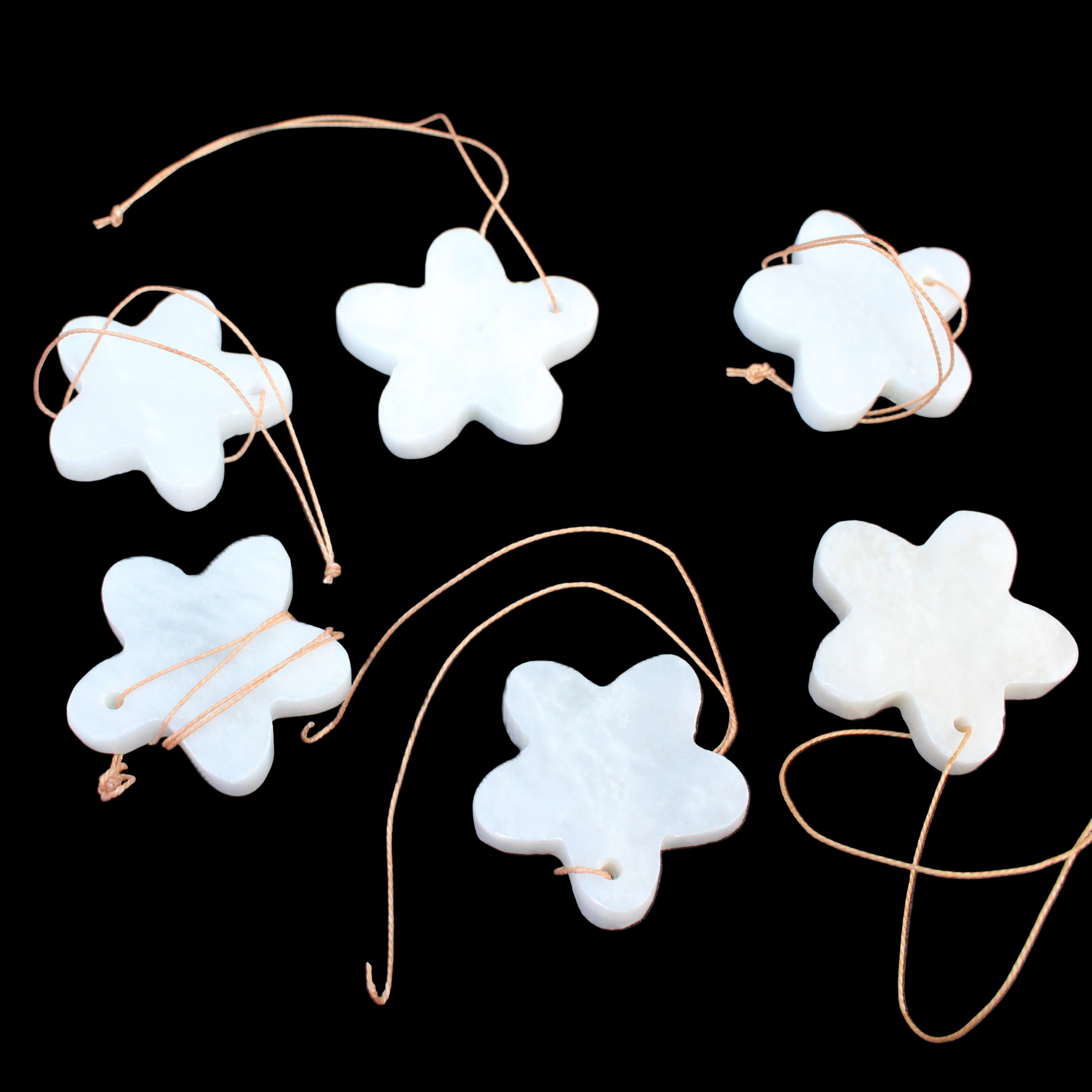 Christmas tree decoration shapes - 6 White Jade 38-48mm 60-100g in sunlight - Rocks and Things Store