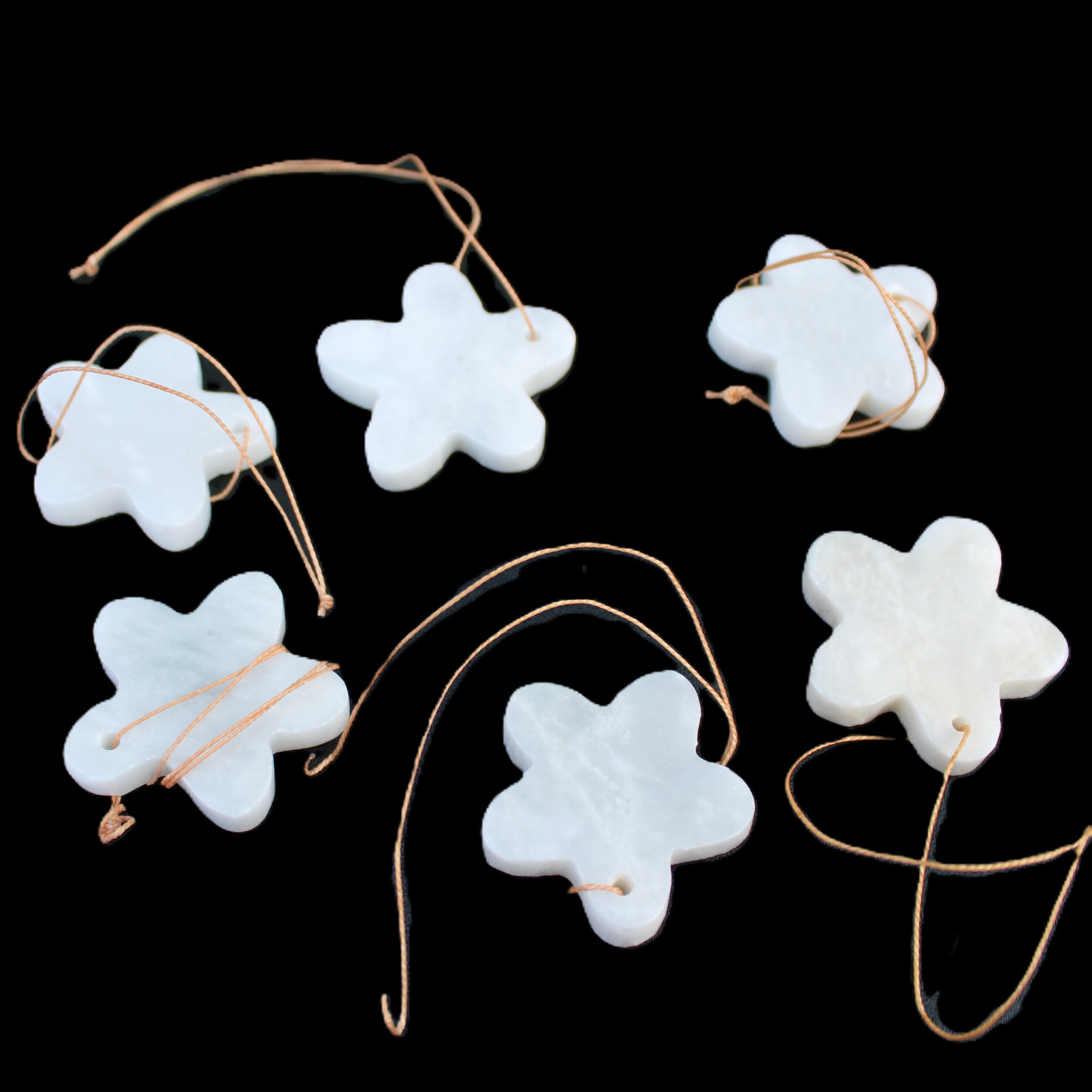 Christmas tree decoration shapes - 6 White Jade 38-48mm 60-100g in sunlight - Rocks and Things Store