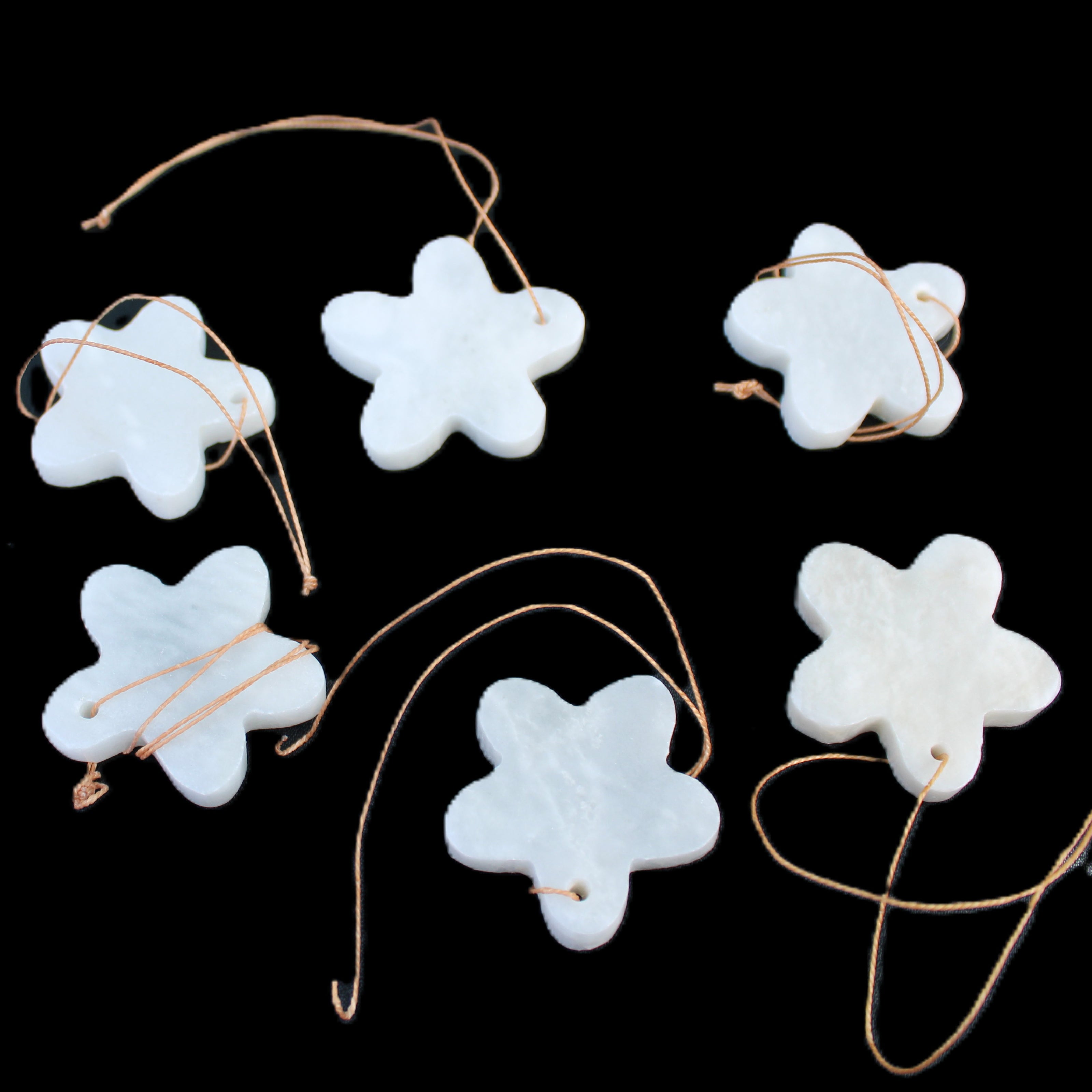 Christmas tree decoration shapes - 6 White Jade 38-48mm 60-100g in sunlight - Rocks and Things Store