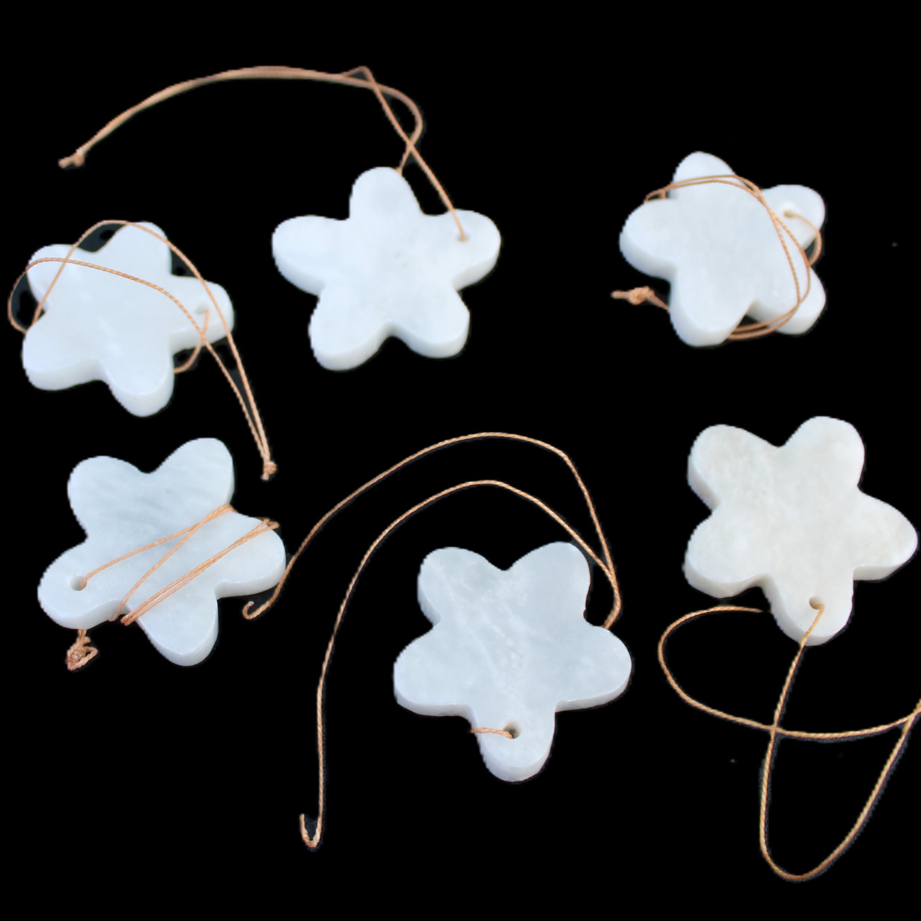 Christmas tree decoration shapes - 6 White Jade 38-48mm 60-100g in sunlight - Rocks and Things Store