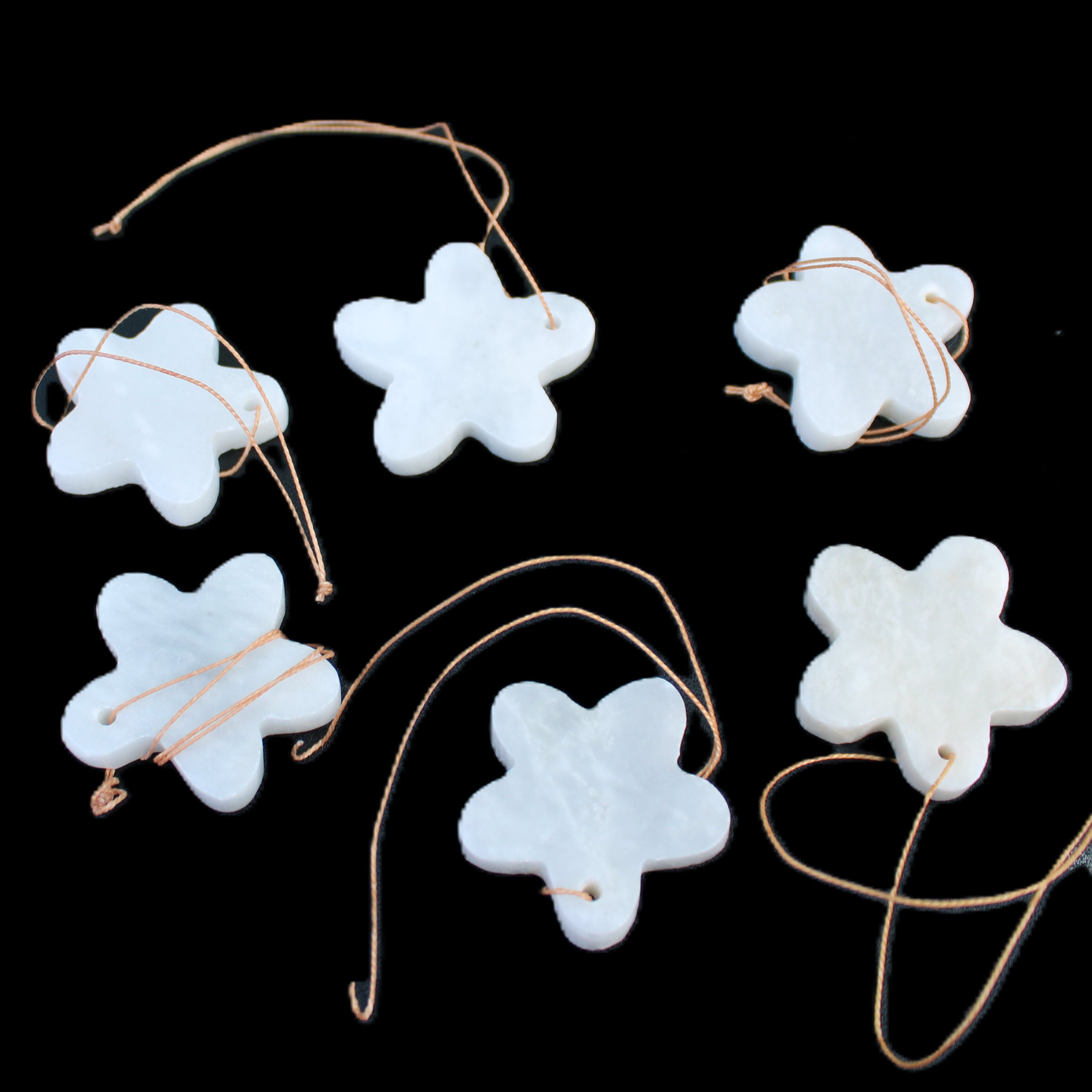 Christmas tree decoration shapes - 6 White Jade 38-48mm 60-100g in sunlight - Rocks and Things Store